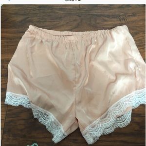 Silky Pink lace trimmed pj Shorts NWOT